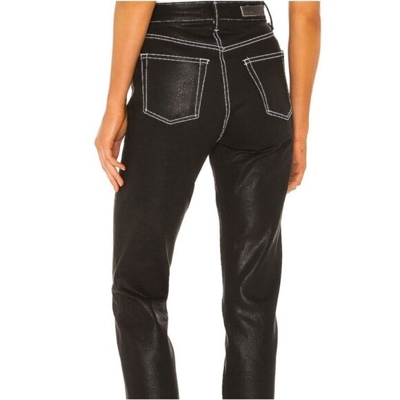 GRLFRND Coated Black White Stitch Denim Aurelia Jeans in Lights Out Sz 26 - Picture 2 of 14